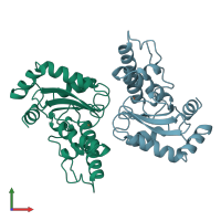 PDB entry 1isb coloured by chain, front view.