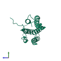 Monomeric assembly 1 of PDB entry 1itf coloured by chemically distinct molecules, side view.