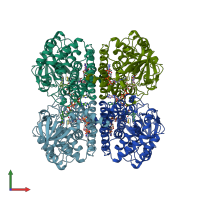PDB entry 1ivh coloured by chain, front view.
