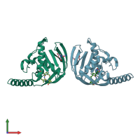 PDB entry 1ix1 coloured by chain, front view.