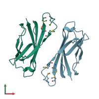 PDB entry 1ix2 coloured by chain, front view.