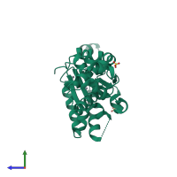 Monomeric assembly 1 of PDB entry 1ixz coloured by chemically distinct molecules, side view.