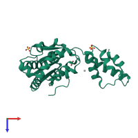 Monomeric assembly 1 of PDB entry 1ixz coloured by chemically distinct molecules, top view.