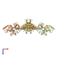 PDB entry 1iyj coloured by chain, top view.