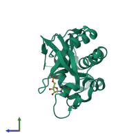 PDB entry 1j1f coloured by chain, side view.