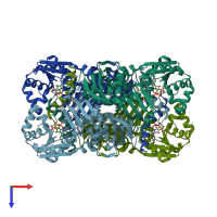 PDB entry 1j21 coloured by chain, top view.