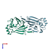 PDB entry 1j3r coloured by chain, top view.