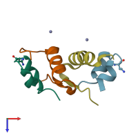 PDB entry 1j73 coloured by chain, top view.