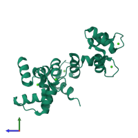 PDB entry 1j7p coloured by chain, ensemble of 3 models, side view.