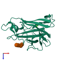 PDB entry 1j84 coloured by chain, top view.