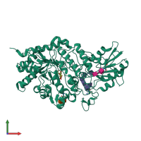 PDB entry 1j8v coloured by chain, front view.