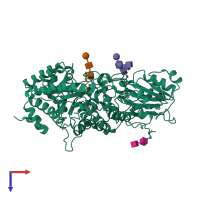 PDB entry 1j8v coloured by chain, top view.