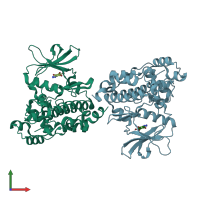 PDB entry 1j91 coloured by chain, front view.