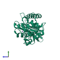 PDB entry 1j9m coloured by chain, side view.