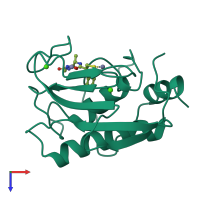 PDB entry 1jao coloured by chain, top view.
