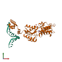 PDB entry 1jft coloured by chain, front view.