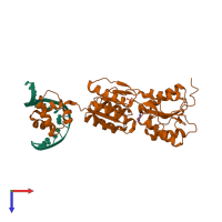 PDB entry 1jft coloured by chain, top view.