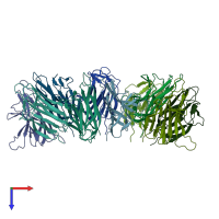 PDB entry 1jh5 coloured by chain, top view.