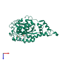 PDB entry 1jh8 coloured by chain, top view.