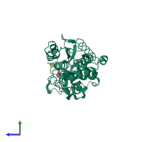 PDB entry 1jho coloured by chain, side view.