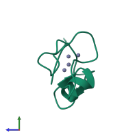 PDB entry 1jjd coloured by chain, side view.