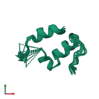 PDB entry 1jjs coloured by chain, ensemble of 12 models, front view.