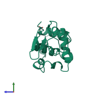 PDB entry 1jkd coloured by chain, side view.