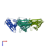 PDB entry 1jl2 coloured by chain, top view.