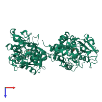 PDB entry 1jnf coloured by chain, top view.