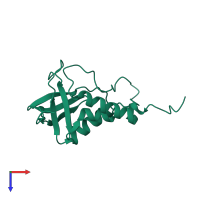 PDB entry 1joo coloured by chain, top view.