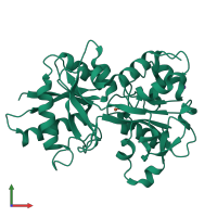 Monomeric assembly 1 of PDB entry 1jqf coloured by chemically distinct molecules, front view.