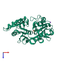 PDB entry 1jqf coloured by chain, top view.