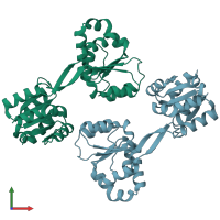PDB entry 1jr2 coloured by chain, front view.