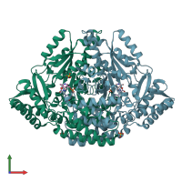 PDB entry 1js3 coloured by chain, front view.