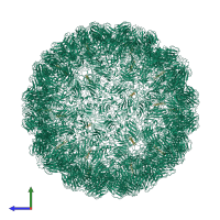 Homo 180-meric assembly 1 of PDB entry 1js9 coloured by chemically distinct molecules, side view.