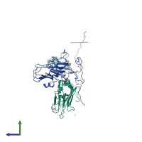 PDB entry 1js9 coloured by chain, side view.