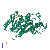 PDB entry 1jte coloured by chain, top view.