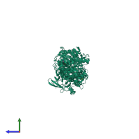 PDB entry 1jx2 coloured by chain, side view.