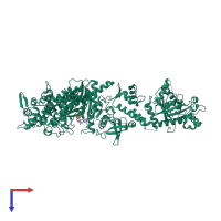 PDB entry 1jx2 coloured by chain, top view.