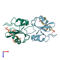 PDB entry 1jyq coloured by chain, top view.