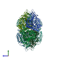 PDB entry 1k1d coloured by chain, side view.