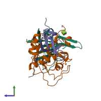 PDB entry 1k3b coloured by chain, side view.