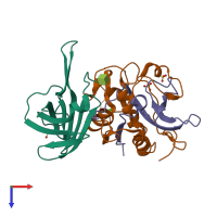 PDB entry 1k3b coloured by chain, top view.