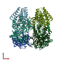 PDB entry 1k47 coloured by chain, front view.