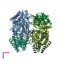 PDB entry 1k47 coloured by chain, top view.