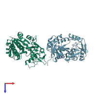 PDB entry 1k6j coloured by chain, top view.