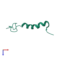 Monomeric assembly 1 of PDB entry 1k8v coloured by chemically distinct molecules, top view.