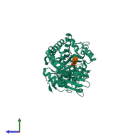 PDB entry 1k9t coloured by chain, side view.