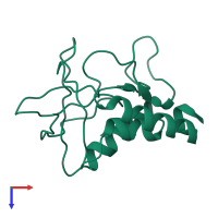 PDB entry 1kab coloured by chain, top view.