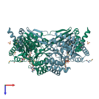 PDB entry 1kae coloured by chain, top view.
